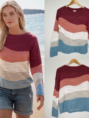 Garnet Hill | Linen, Organic Cotton Skyline Sweater, medium